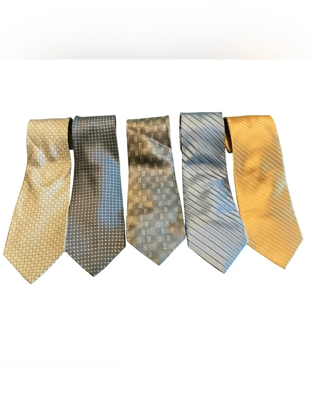 Lot 5 Men’s 100% Silk Neckties Stafford Arrow Barrington Striped Geometric